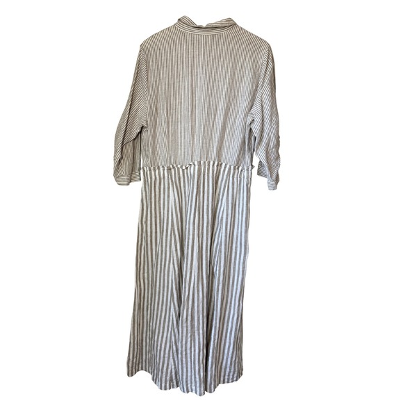 J.Jill Love Linen Stripe Women's Striped Button front Maxi Dress Size L - Picture 4 of 6